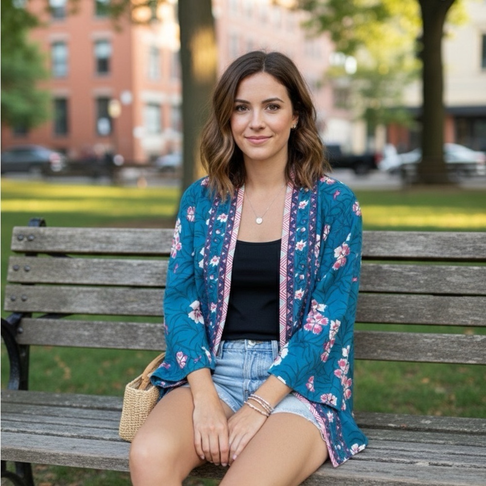 Free People Blue Floral Tunic